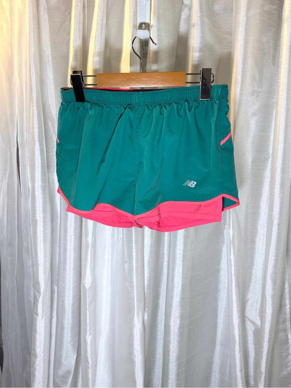 New Balance Teal and Pink Two-Layer Athletic Shorts